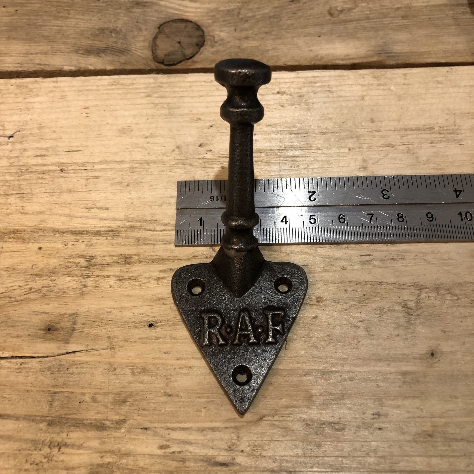 IRON RANGE RAF WITH DOTS Single Coat Hook Antique Iron