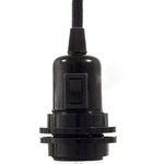 CCIT Black Bakelite E27 lampholder with switch, 2 ferrules - Shade rings