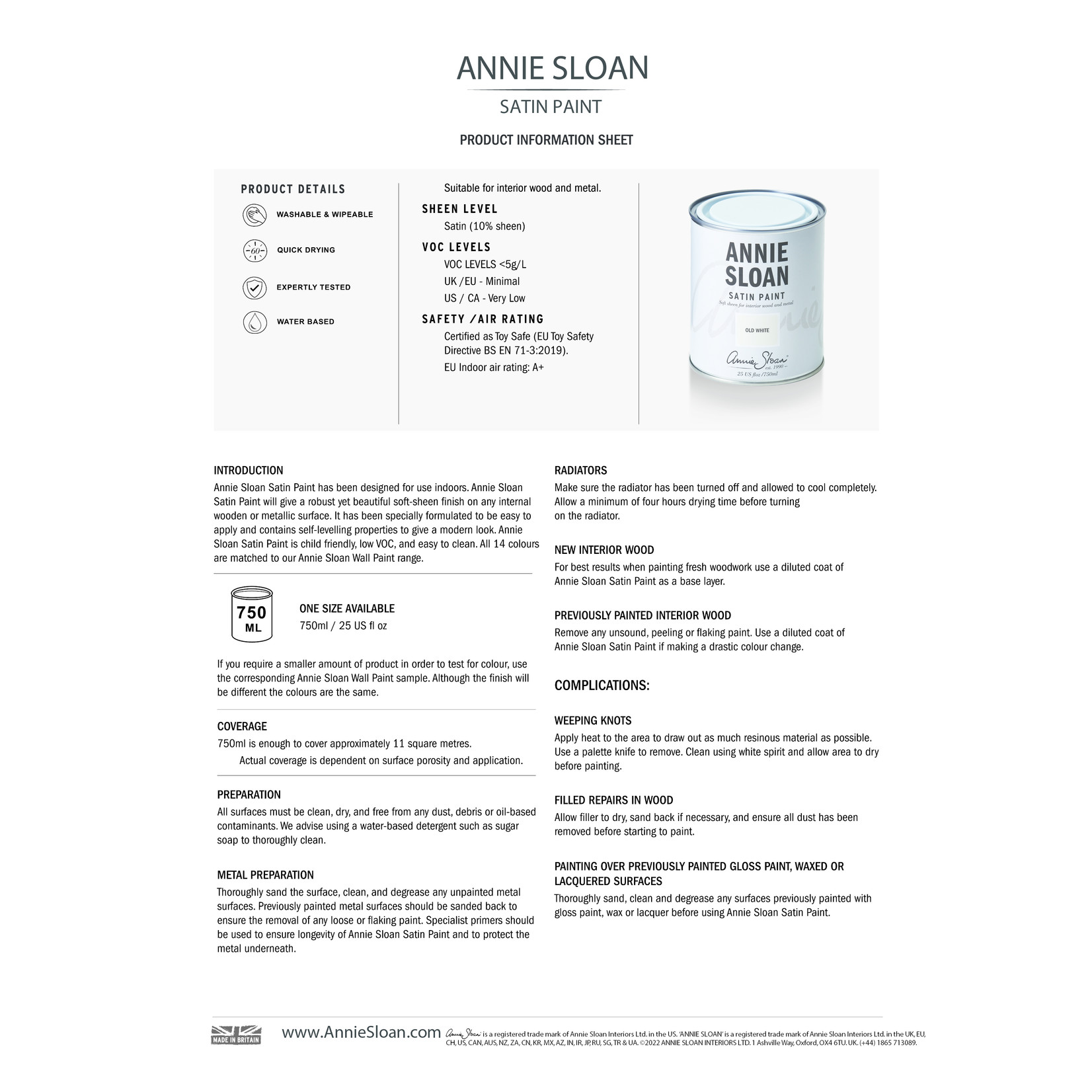 Annie Sloan Annie Sloan Carnaby Yellow Satin Paint 750ml