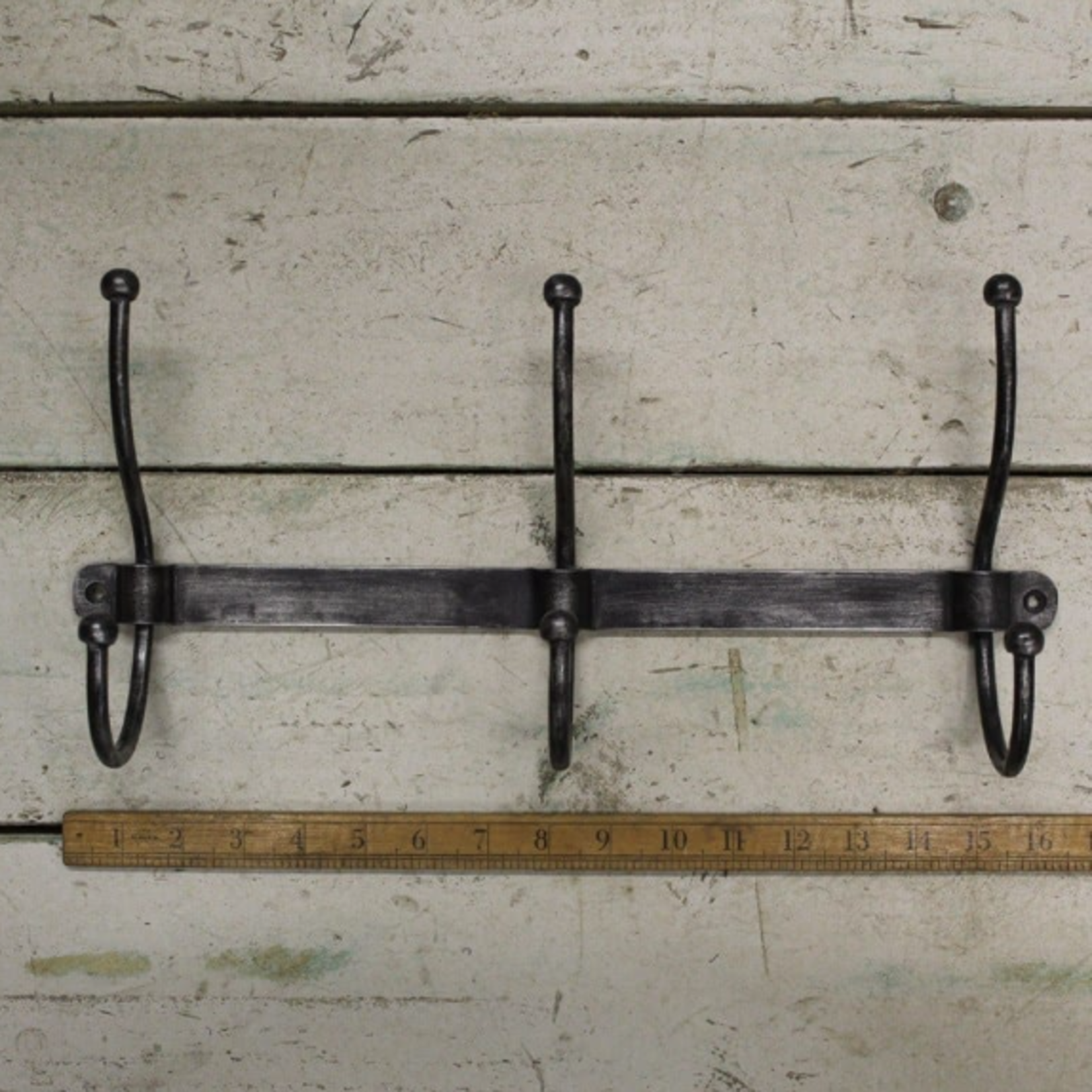 IRON RANGE Rail Triple Hook Distressed Galv Patina 190 x 430mm