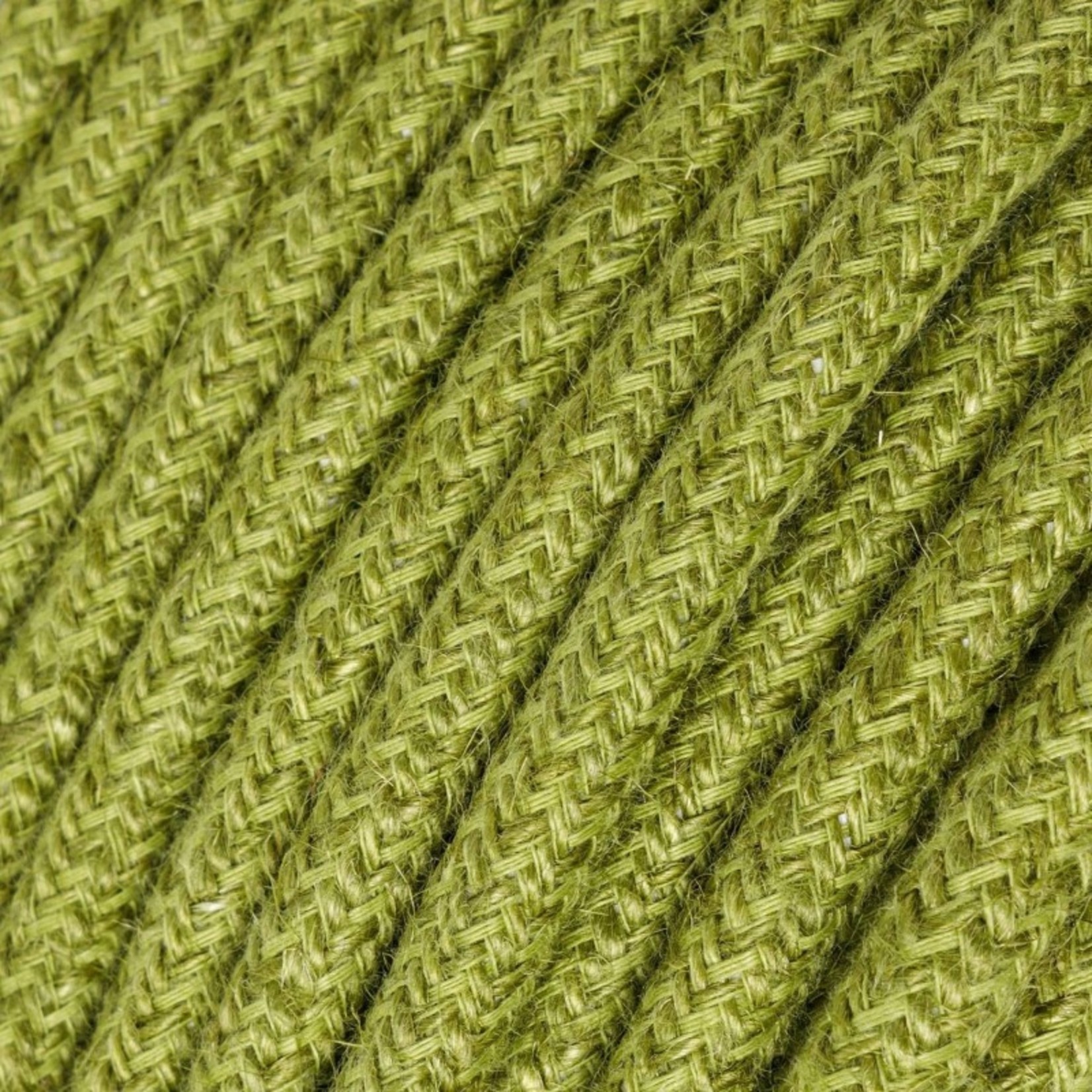 CCIT Per Metre Round electric Cable Flex covered in Plain Hay Green Jute - 3 Core