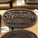 IRON RANGE Plaque Oval 'NORTON MANX' Cast Antique Iron 75mm x 43mm