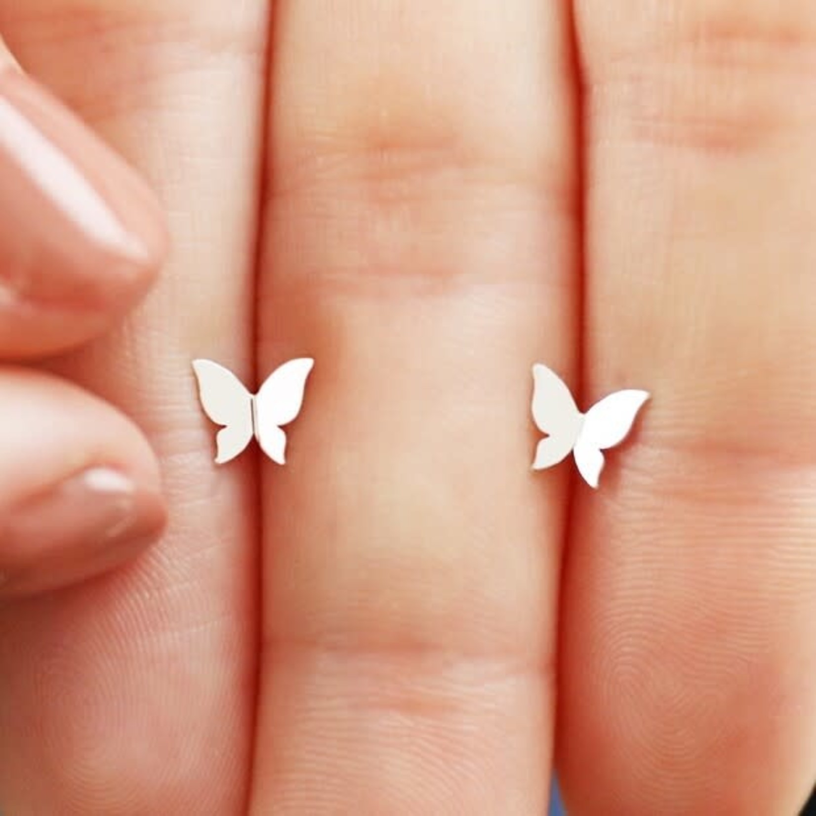 Lisa Angel Tiny Butterfly Stud Earrings in Silver