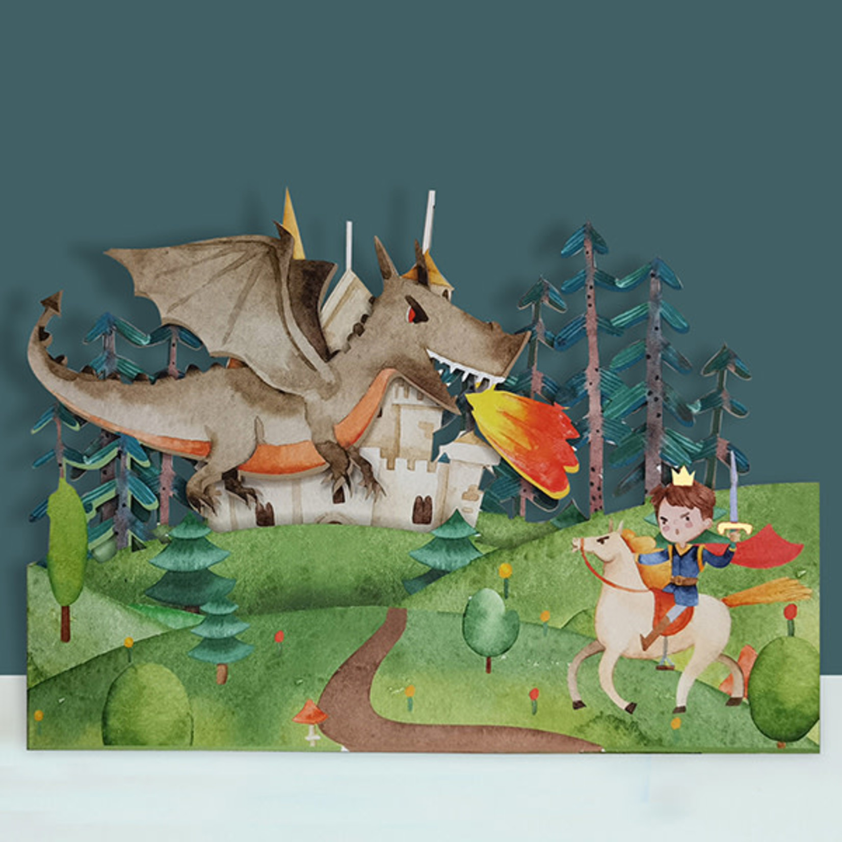 AllJoy Design Prince and Dragon Paper Cut Fold Out Card