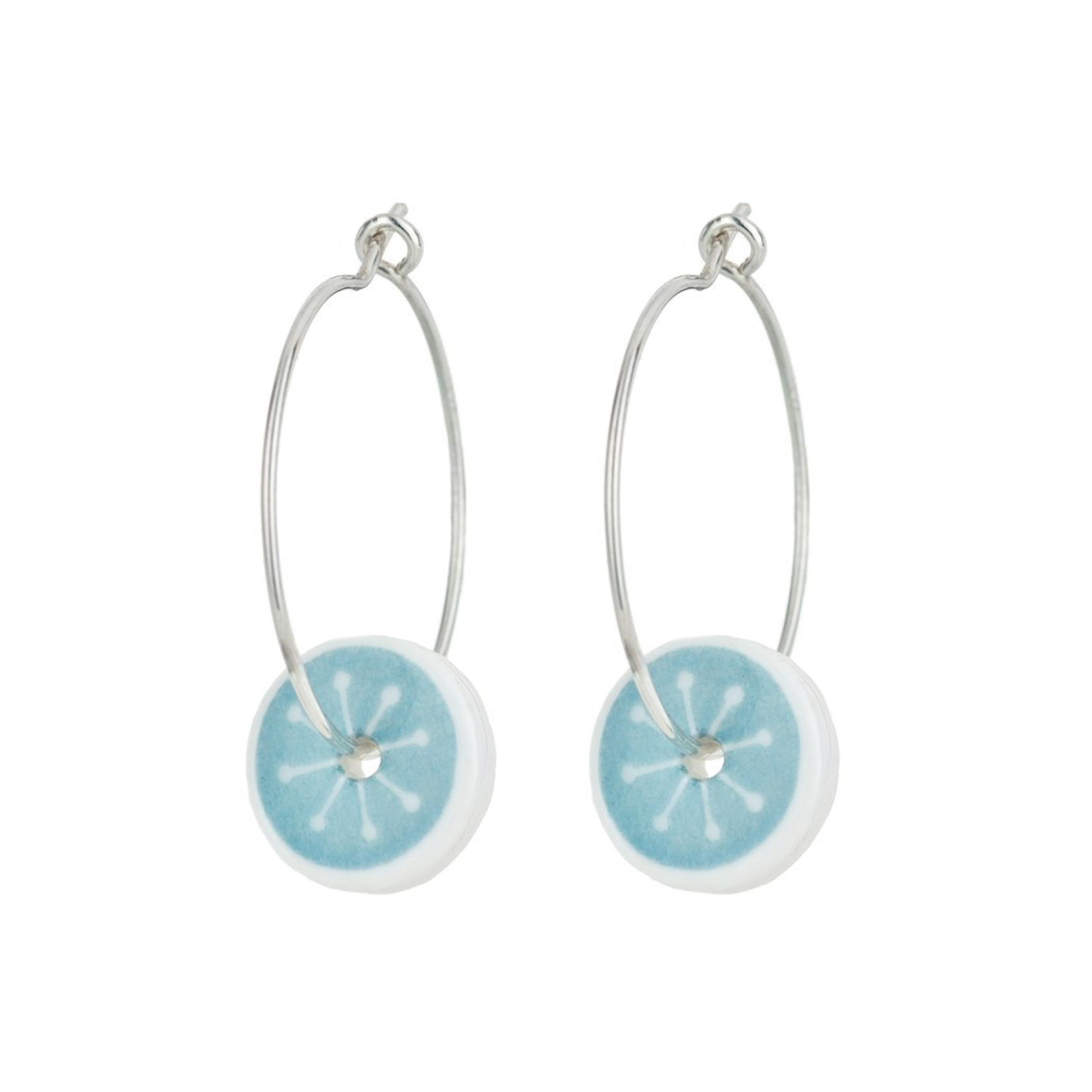 One & Eight Porcelain Tropic Silver Hoop Earring