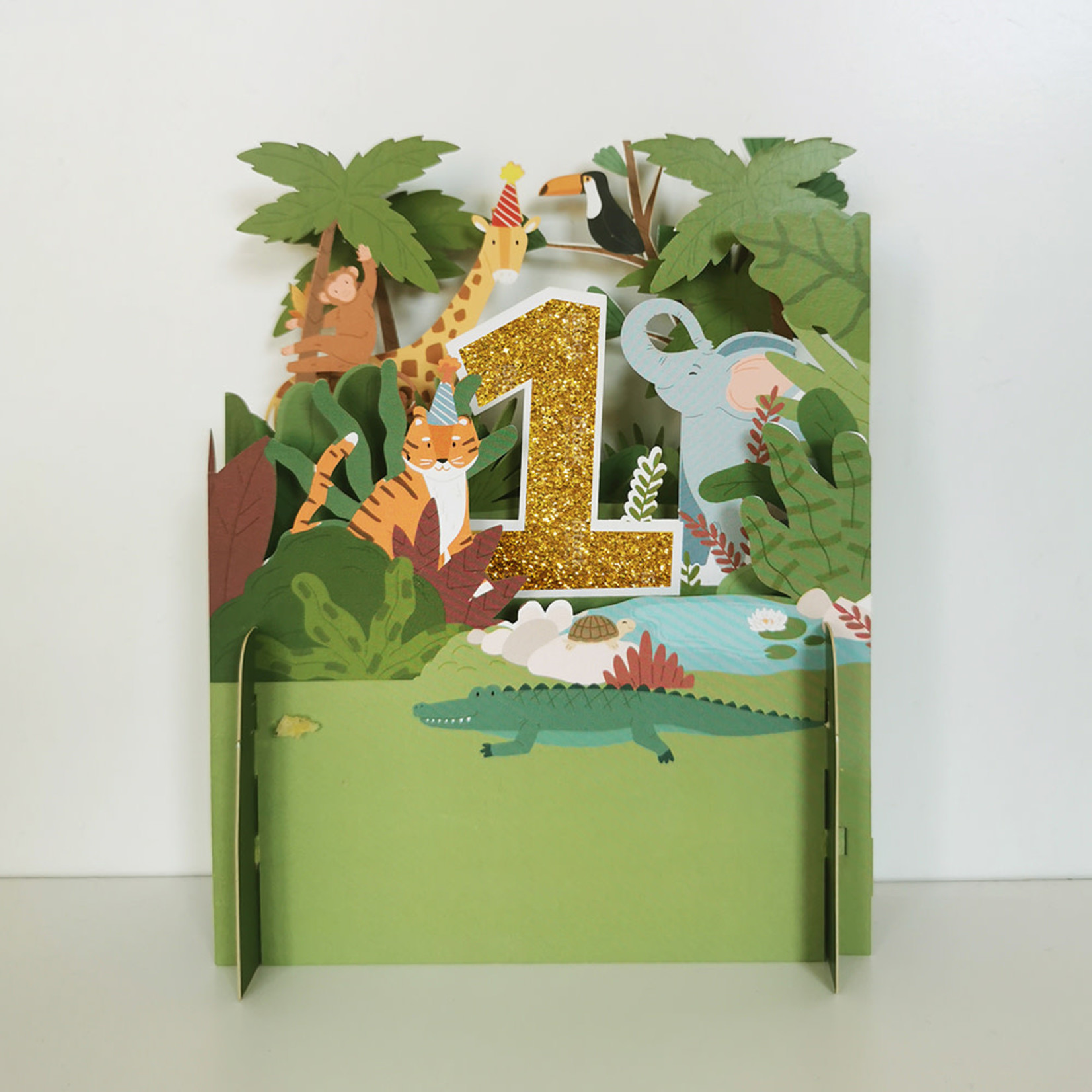 AllJoy Design 1st Birthday Jungle 3D Pop Up Card