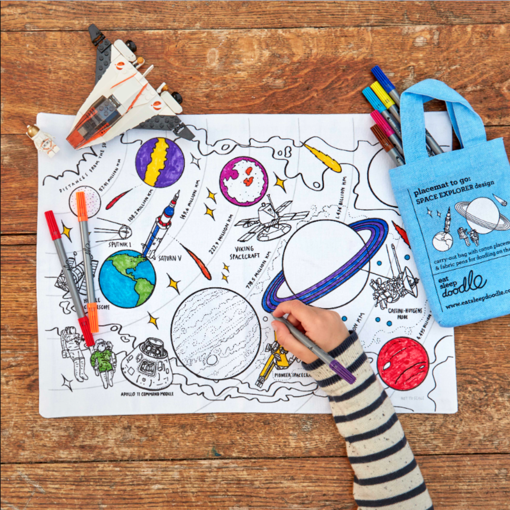 Eat Sleep Doodle Space Explorer Placemat to Doodle and Colour in