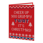 WORDY CARDS Red Knit Grumpy Twat Christmas Card