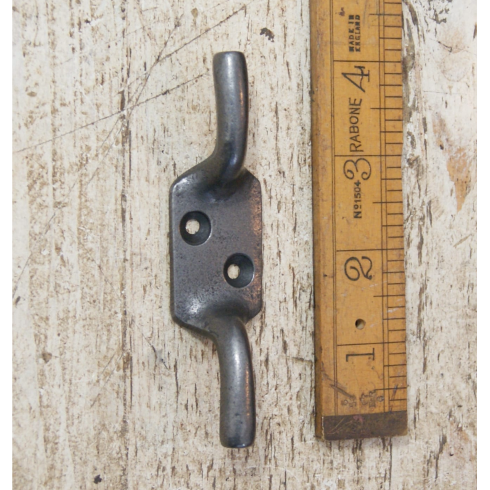 IRON RANGE SHORT Cleat Hook Double (for Airer) Cast Ant Iron 4" / 100mm