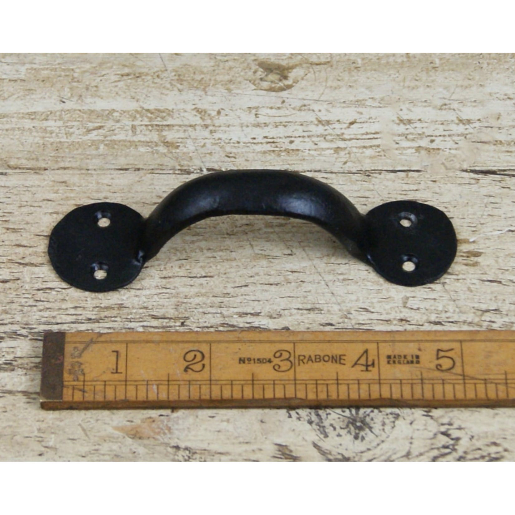 IRON RANGE Pull Handle Round End Hand Forged 2 Hole Black Wax 5" /125mm