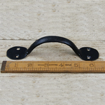 IRON RANGE THIN Pull Handle Round End Hand Forged 2 Hole Black Wax 6" /150mm