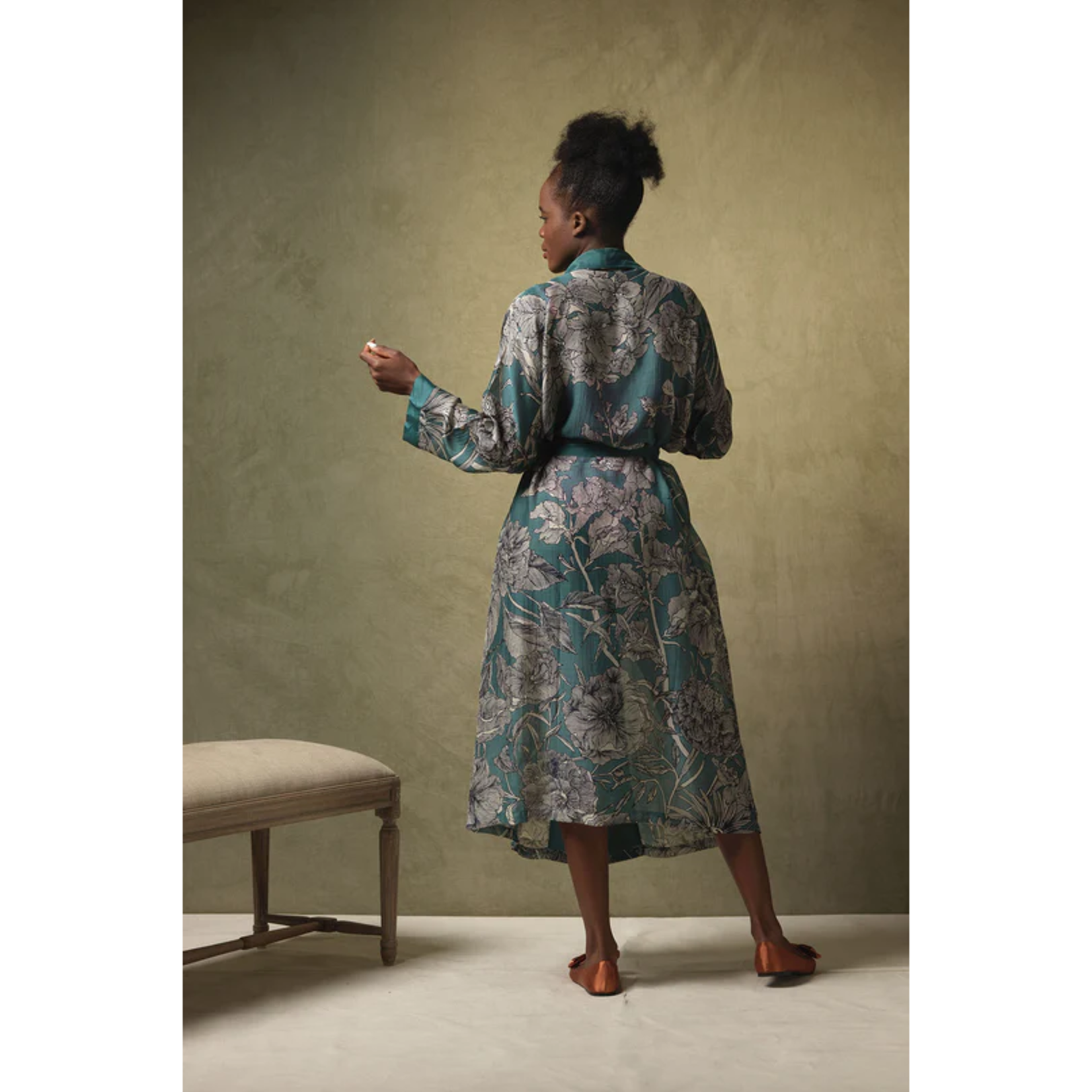 ONE HUNDRED STARS KEW Etched Floral Teal Gown