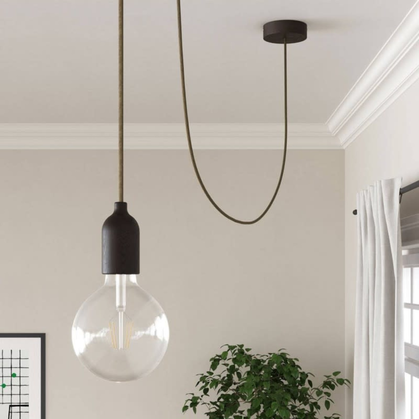 CCIT PER METRE - Round electric Cable Flex covered in Plain Bark Brown 3 Core