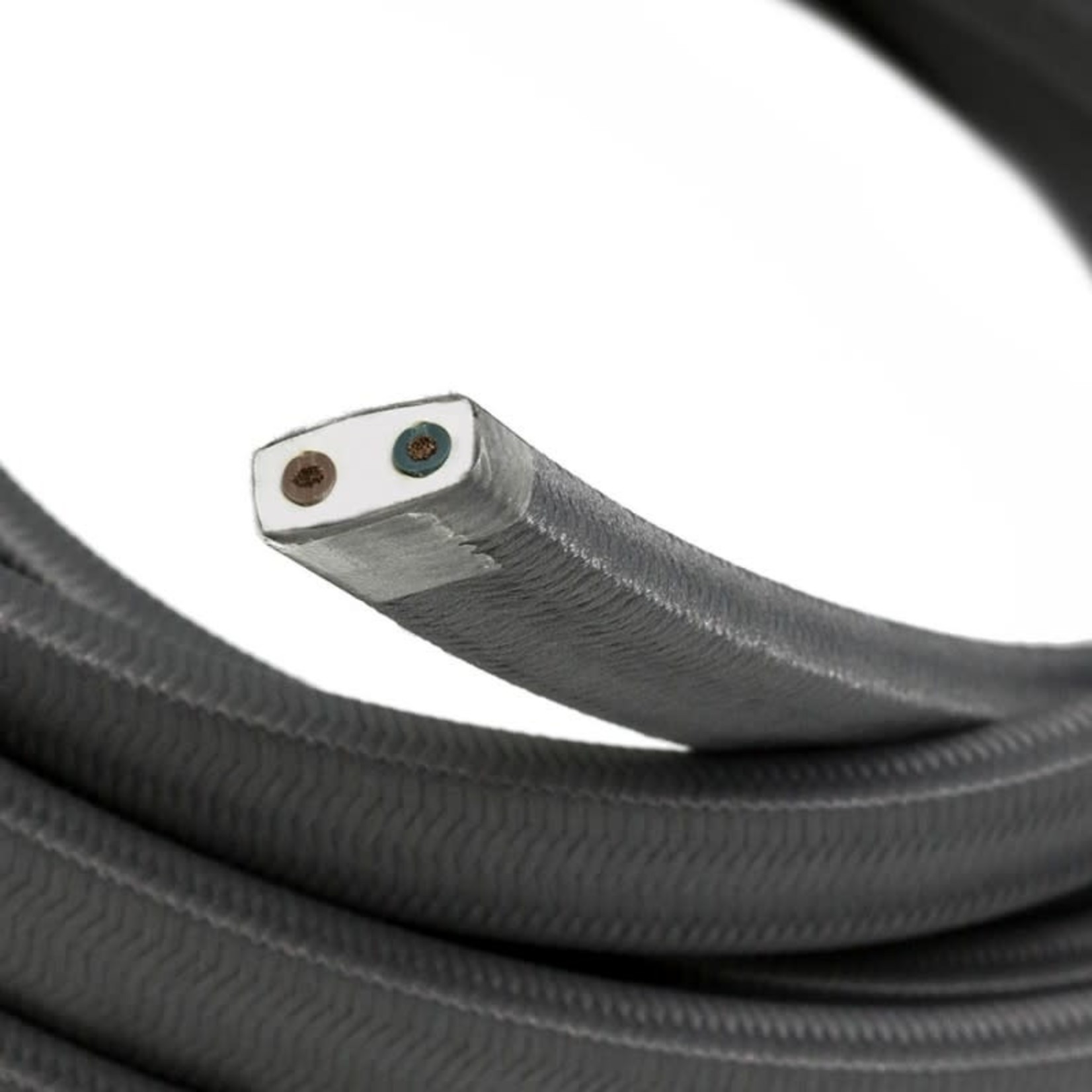 CCIT PER METRE -  Electrical Cable Flex for String Lights, covered by Rayon fabric Grey