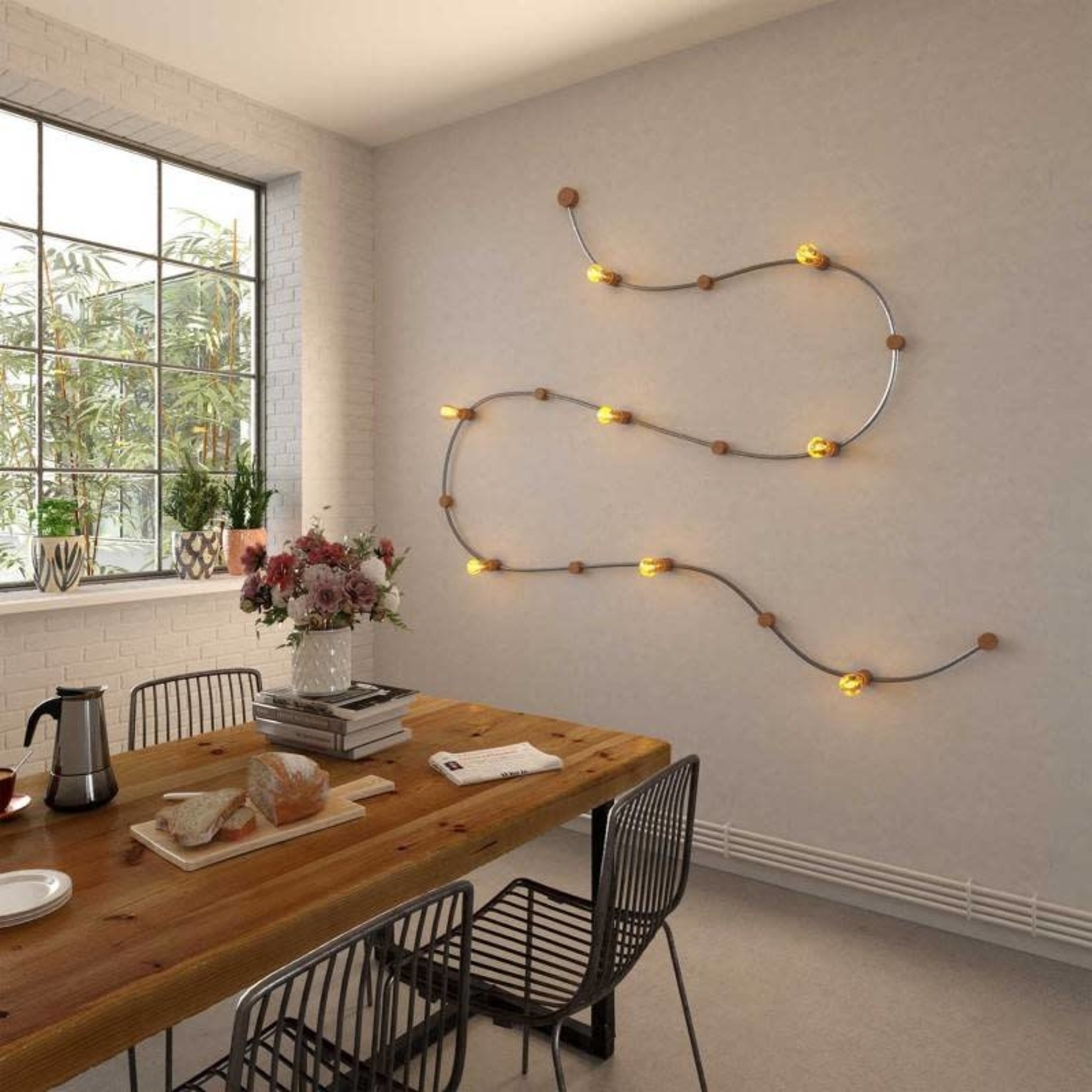 CCIT PER METRE -  Electrical Cable Flex for String Lights, covered by Rayon fabric Grey