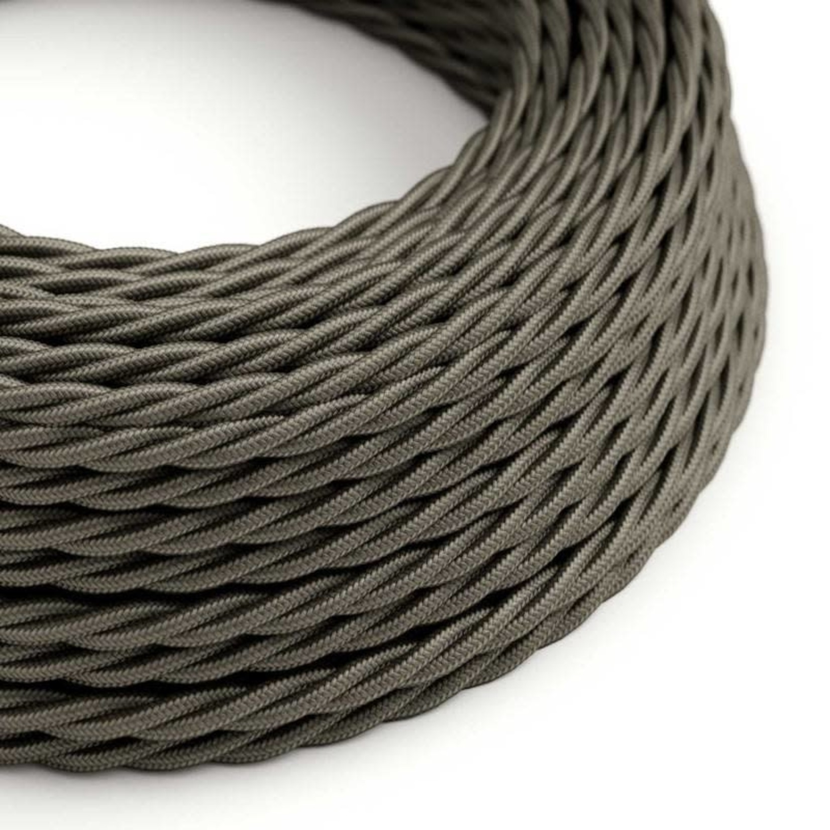 CCIT PER METRE - Twisted Electric Cable Flex covered by Rayon solid color fabric TM26 Dark Grey 3 Core