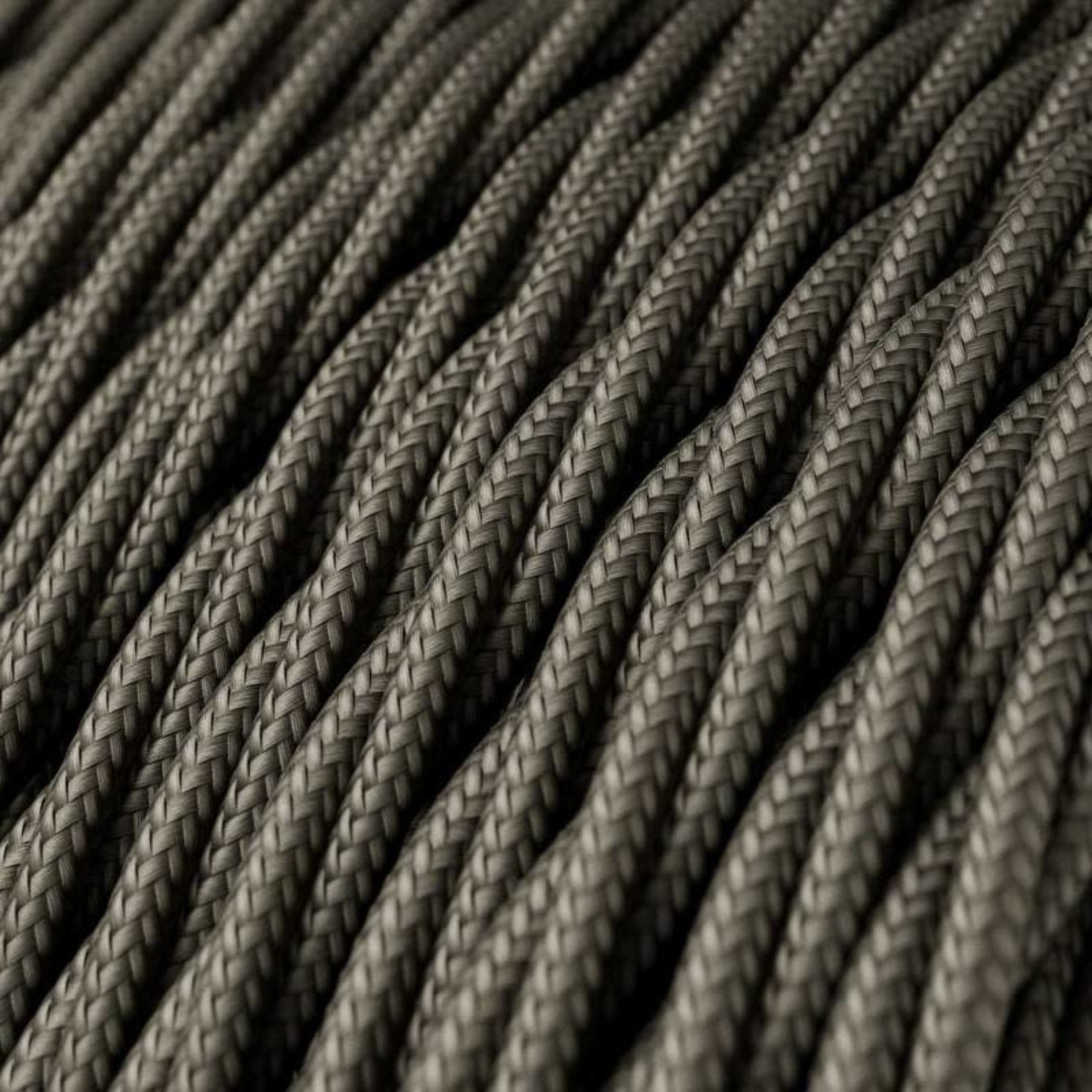 CCIT PER METRE - Twisted Electric Cable Flex covered by Rayon solid color fabric TM26 Dark Grey 3 Core