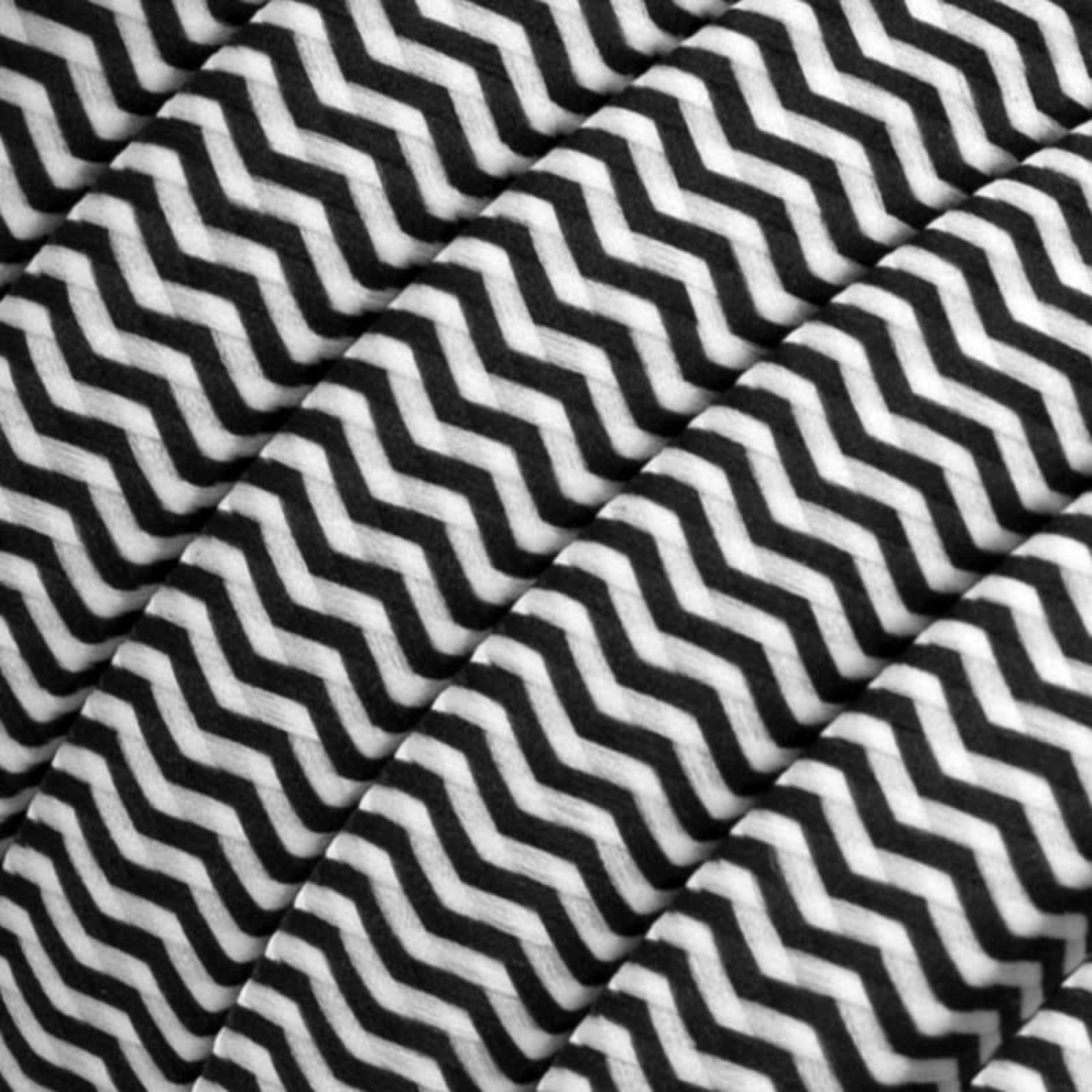 CCIT PER METRE -  Electrical Cable Flex for String Lights, covered by Rayon fabric ZigZag White-Black CZ04