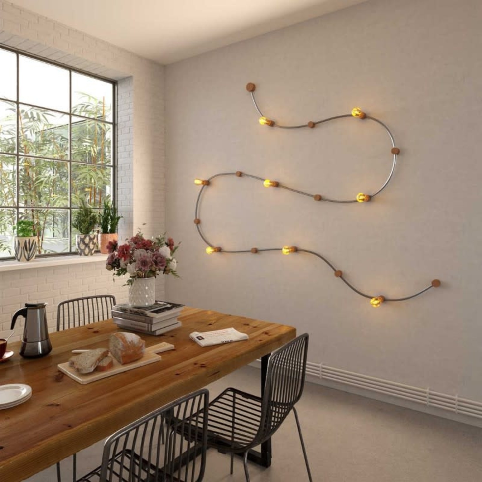 CCIT PER METRE -  Electrical Cable Flex for String Lights, covered by Rayon fabric ZigZag White-Black CZ04