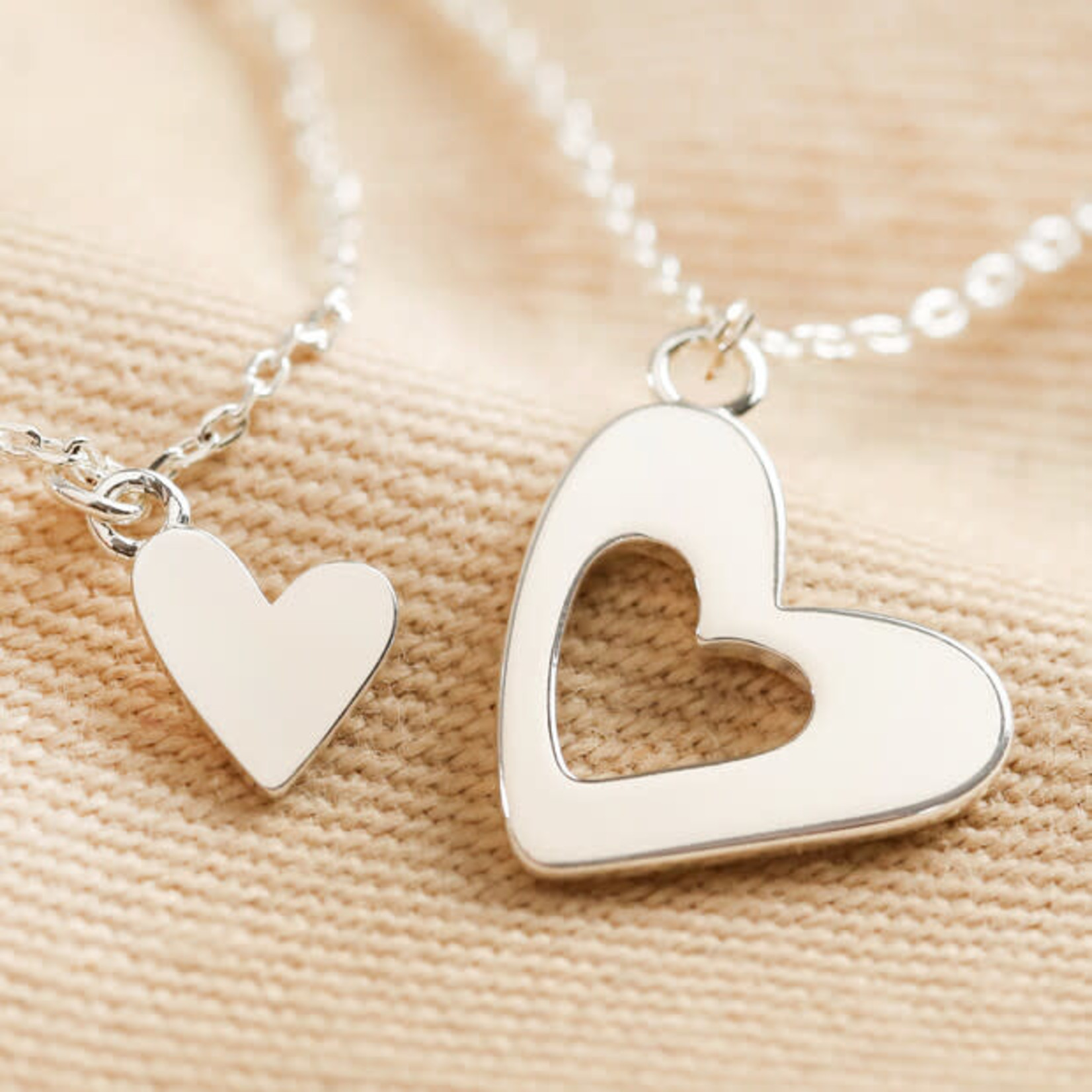 Lisa Angel Set of 2 Friendship Heart Necklaces in Silver Best Friends