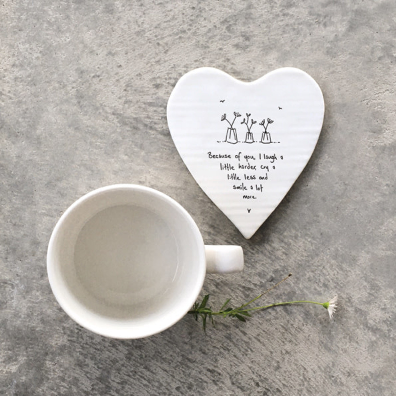 East of India Because Of You Porcelain Heart Coaster
