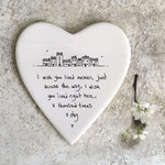 East of India Wish You Lived Nearer-Porcelain Heart Coaster