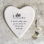 East of India Doesn’t matter Where You’re Going-Porcelain Heart Coaster