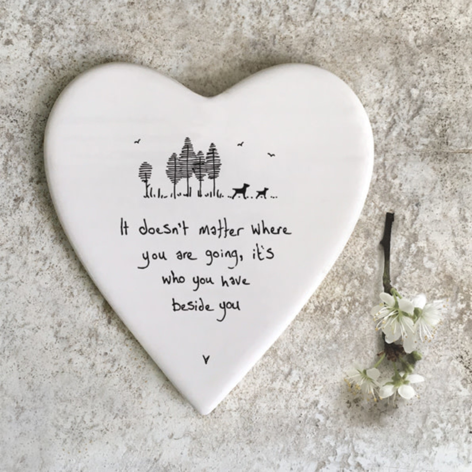 East of India Doesn’t matter Where You’re Going-Porcelain Heart Coaster