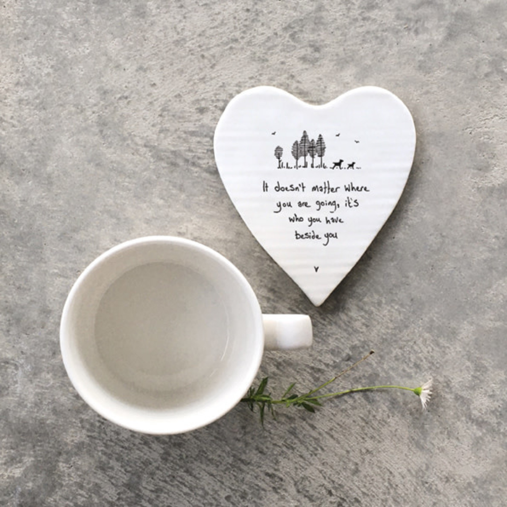 East of India Doesn’t matter Where You’re Going-Porcelain Heart Coaster