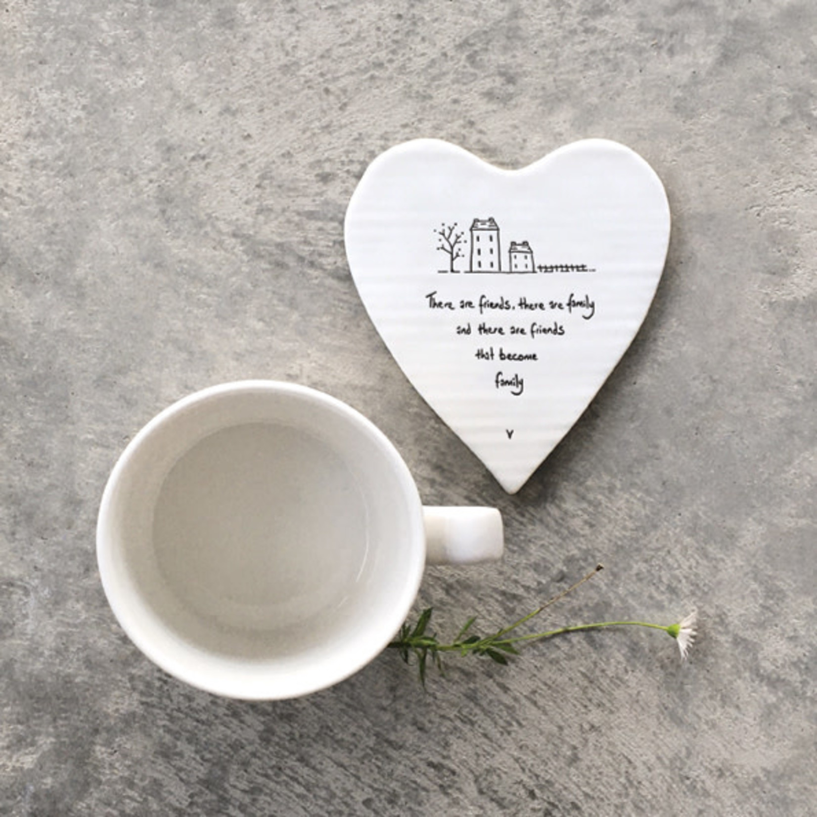 East of India Friends become Family Porcelain Heart Coaster