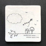 East of India Grandparents House-Porcelain Square Coaster