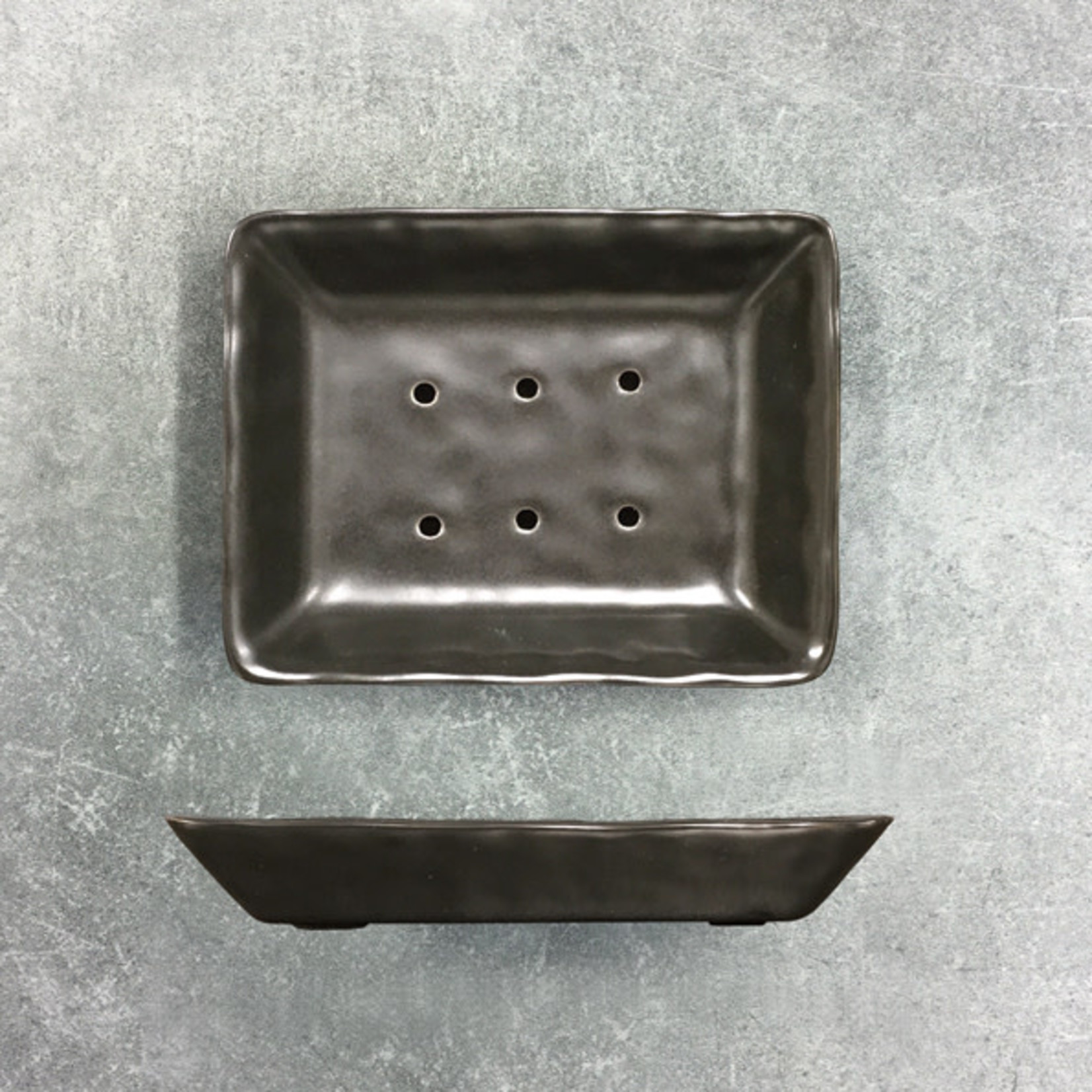 East of India Black Porcelain Soap Dish