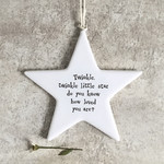 East of India Porcelain Hanging Star-Twinkle Twinkle