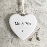 East of India Porcelain Hanging heart- Mrs & Mrs