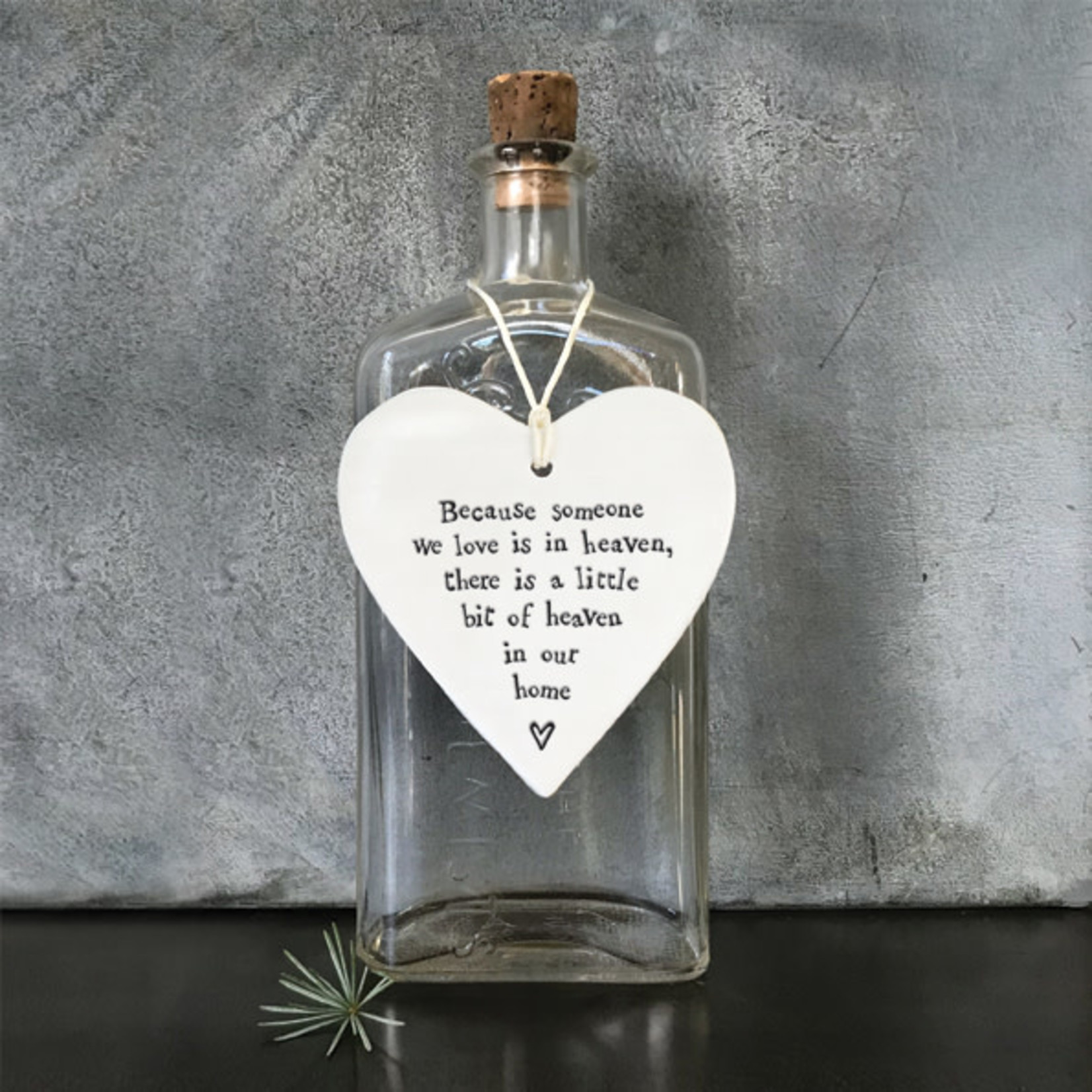 East of India Porcelain Hanging heart-Because someone we love