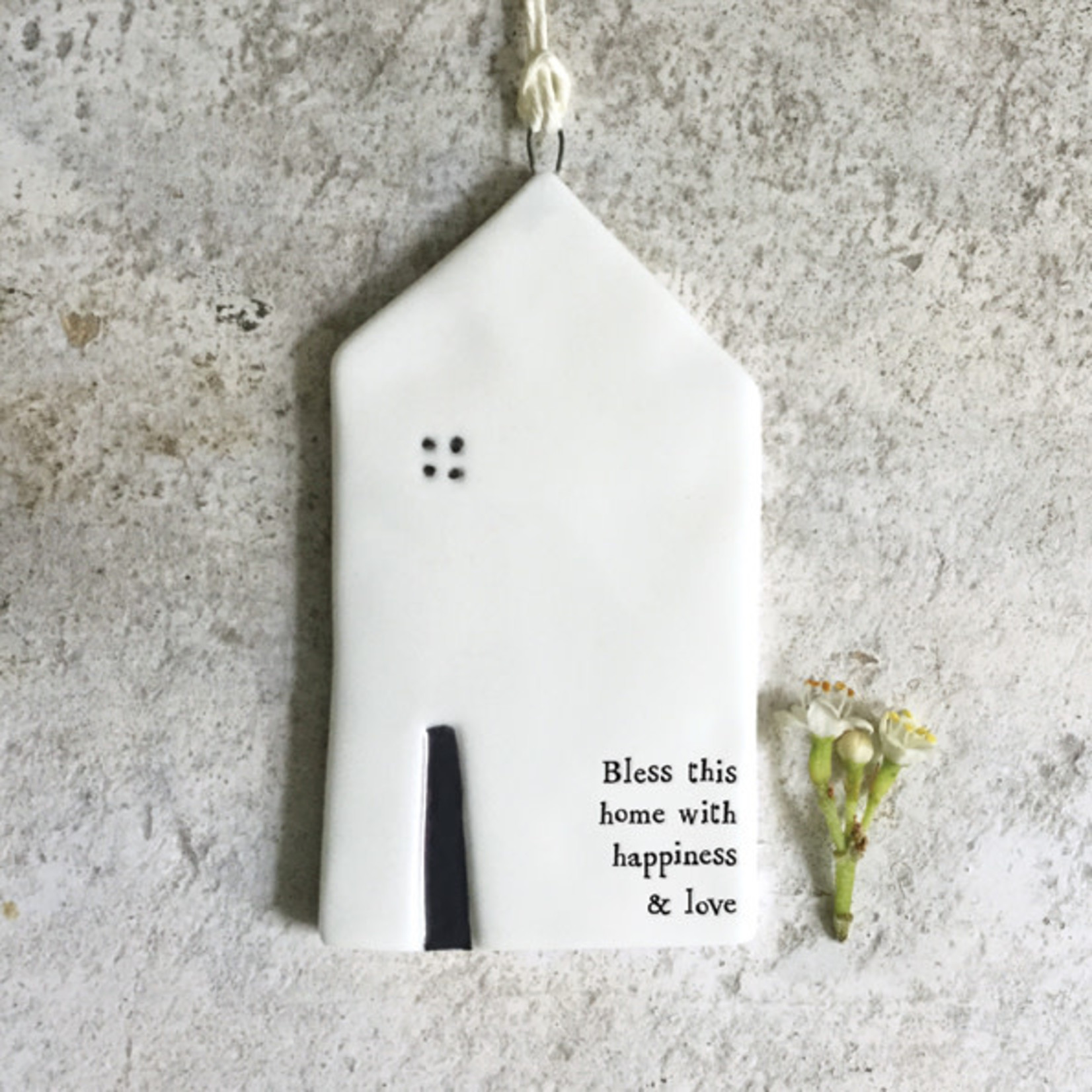 East of India Porcelain Medium Hanging House-Bless this home