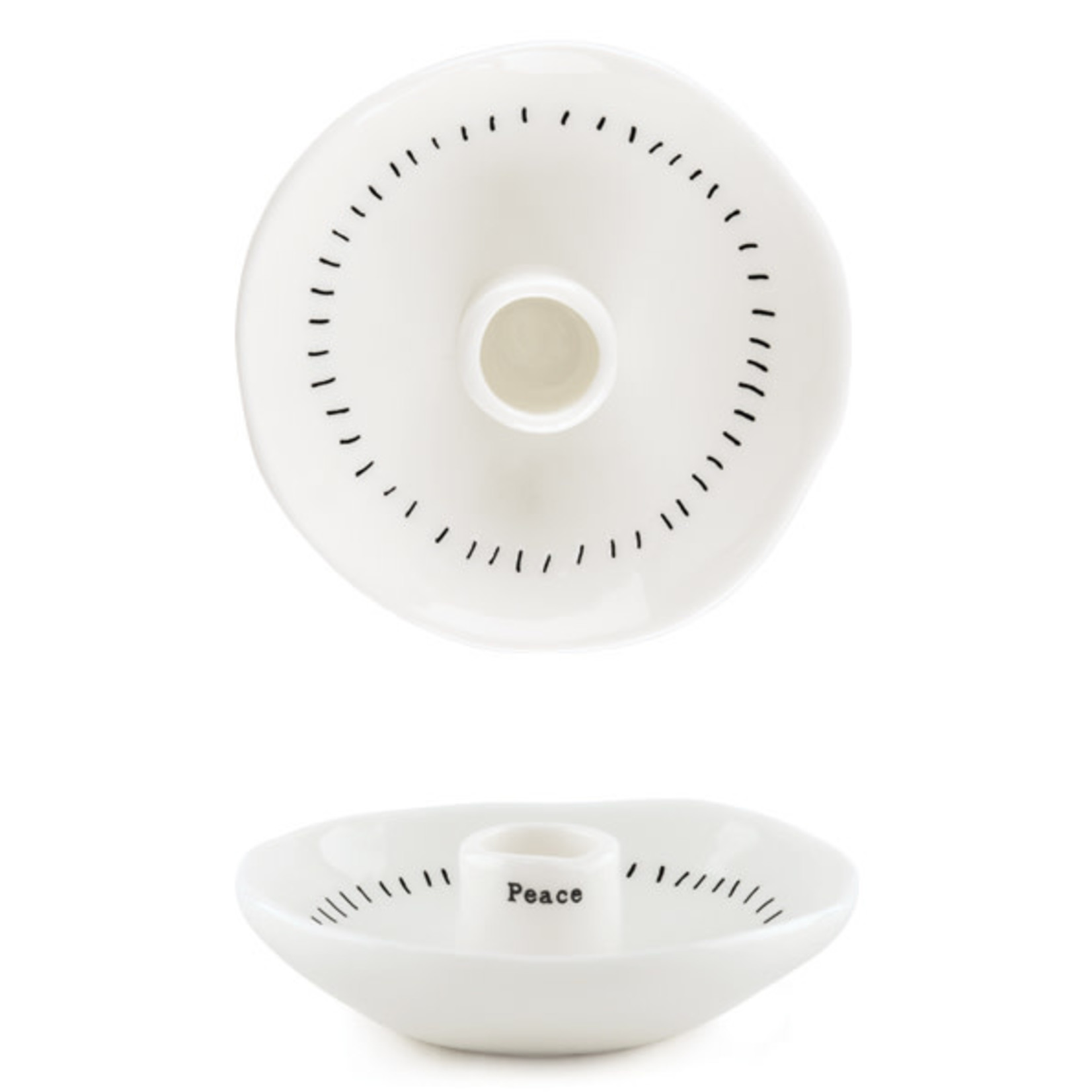 East of India Porcelain Peace Candle Holder