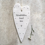 East of India Porcelain Hanging Wobbly Heart-Grandchildren Loved Here