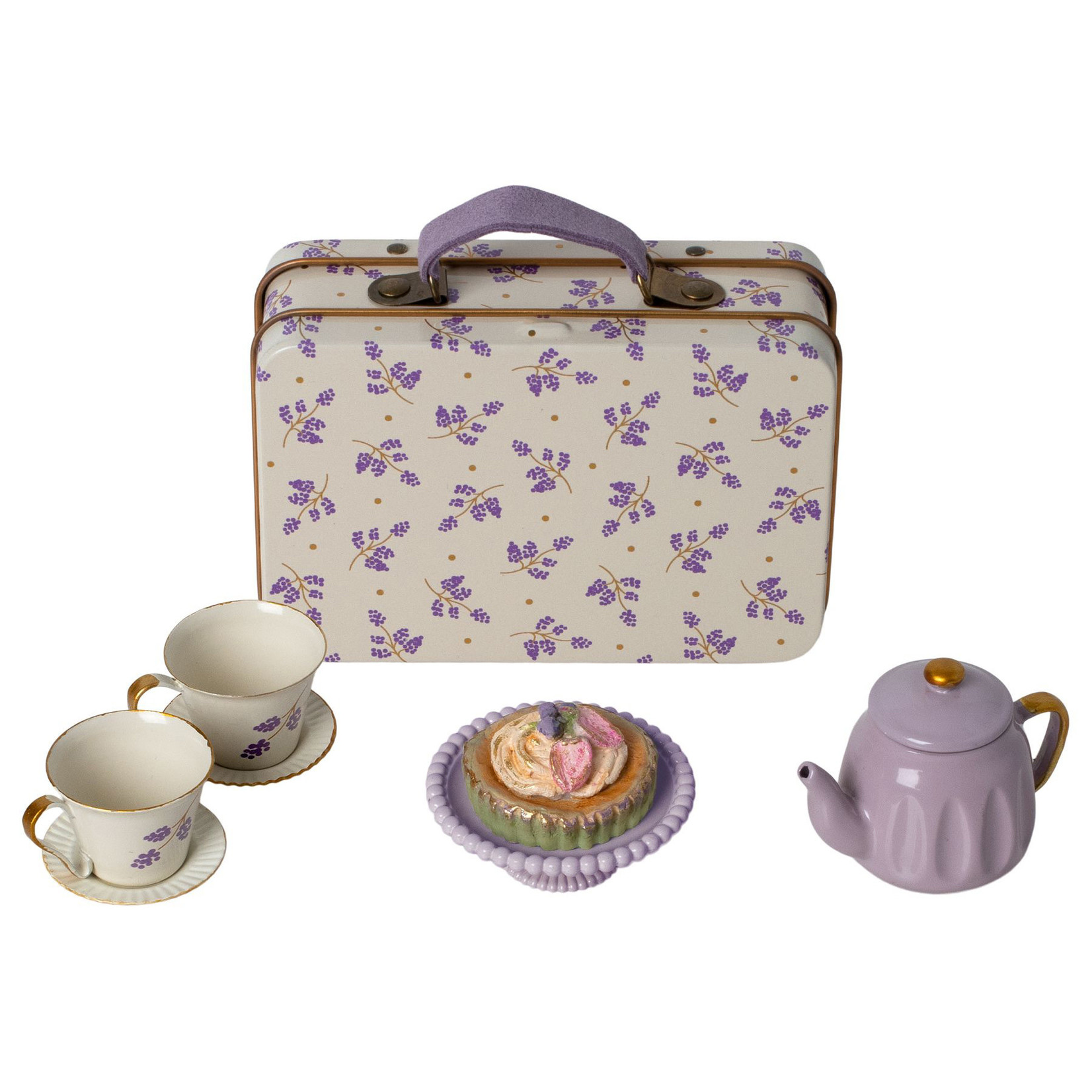 Maileg Maileg Purple Madelaine Afternoon Tea Treat Set for Mouse - Flan