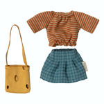 Maileg Maileg CLOTHES for mouse Mum mouse - orange top blue skirt and cheese bag