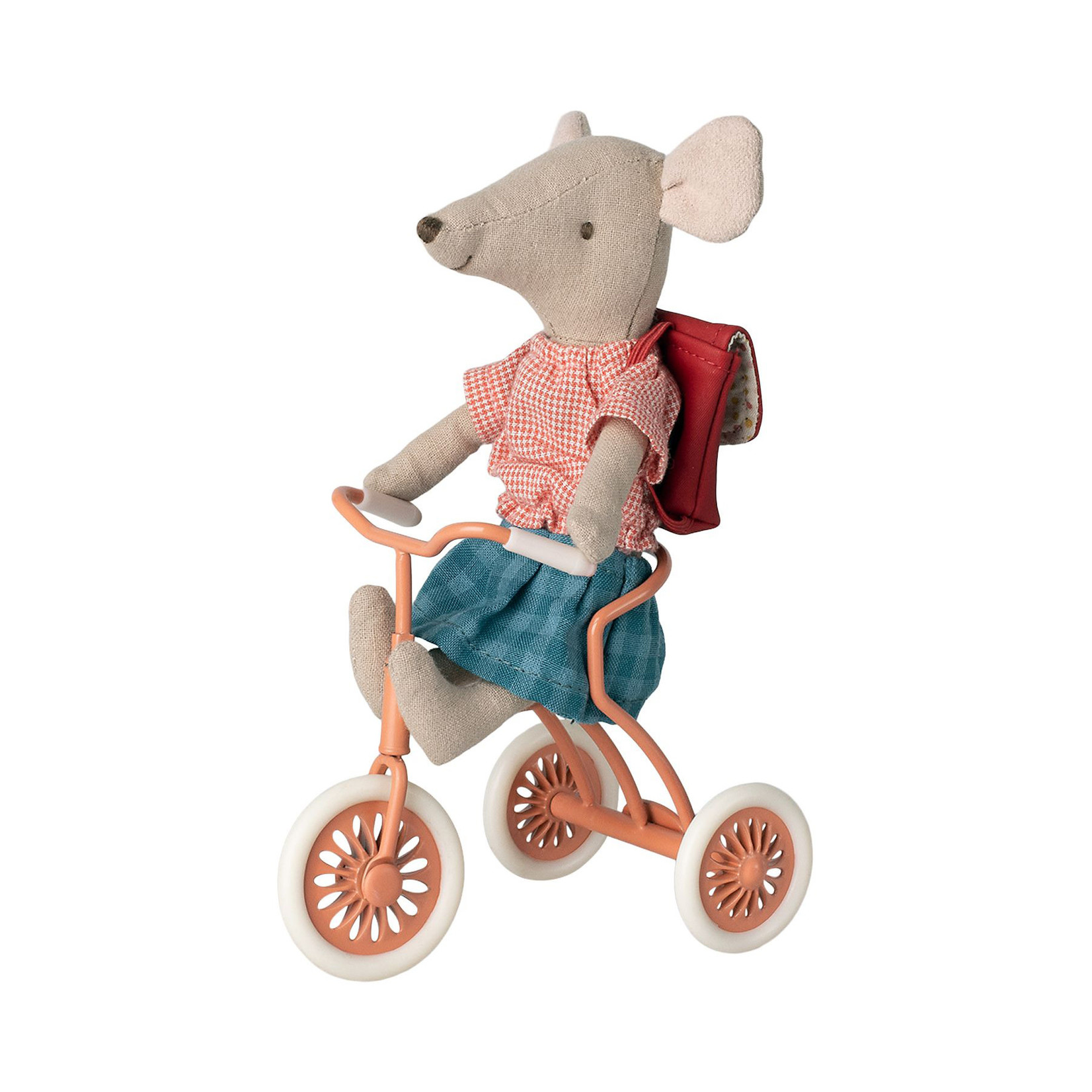 Maileg Maileg Tricycle bike mouse Big sister with bag - Red