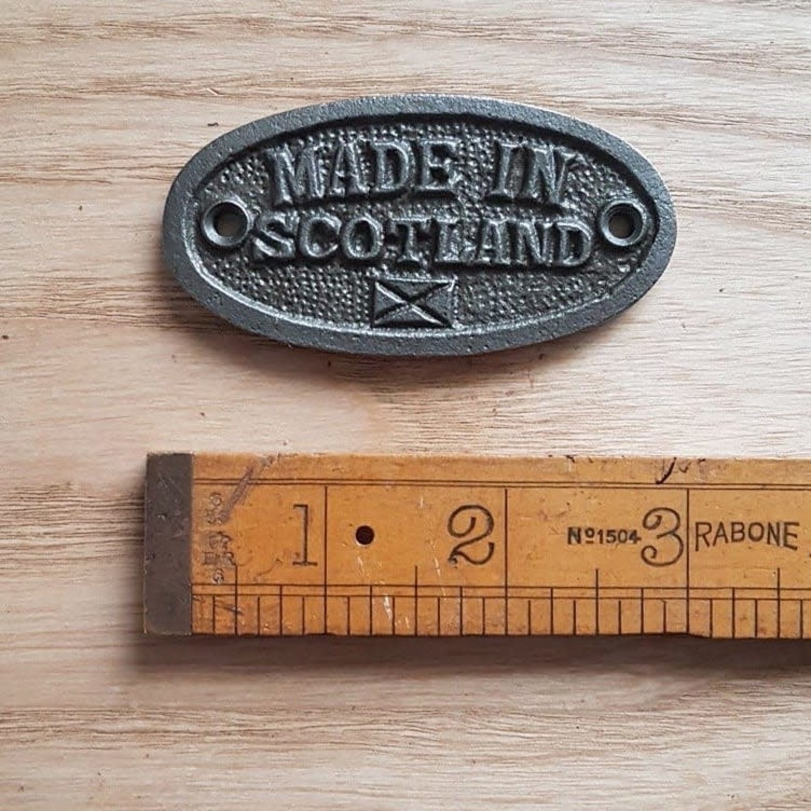 IRON RANGE Plaque Oval MADE IN SCOTLAND Cast Antique Iron 40 x 75mm