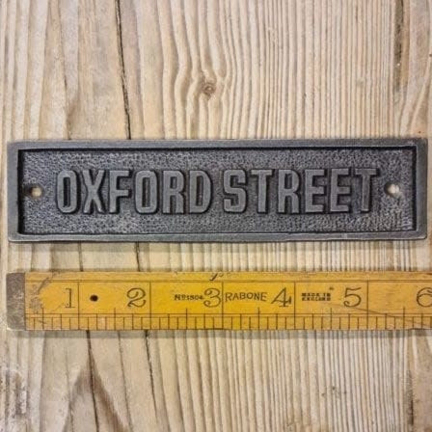IRON RANGE Plaque OXFORD STREET Antique Iron - 45mm x 150mm