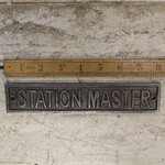 IRON RANGE Plaque STATION MASTER Cast Antique Iron 50 x 200mm