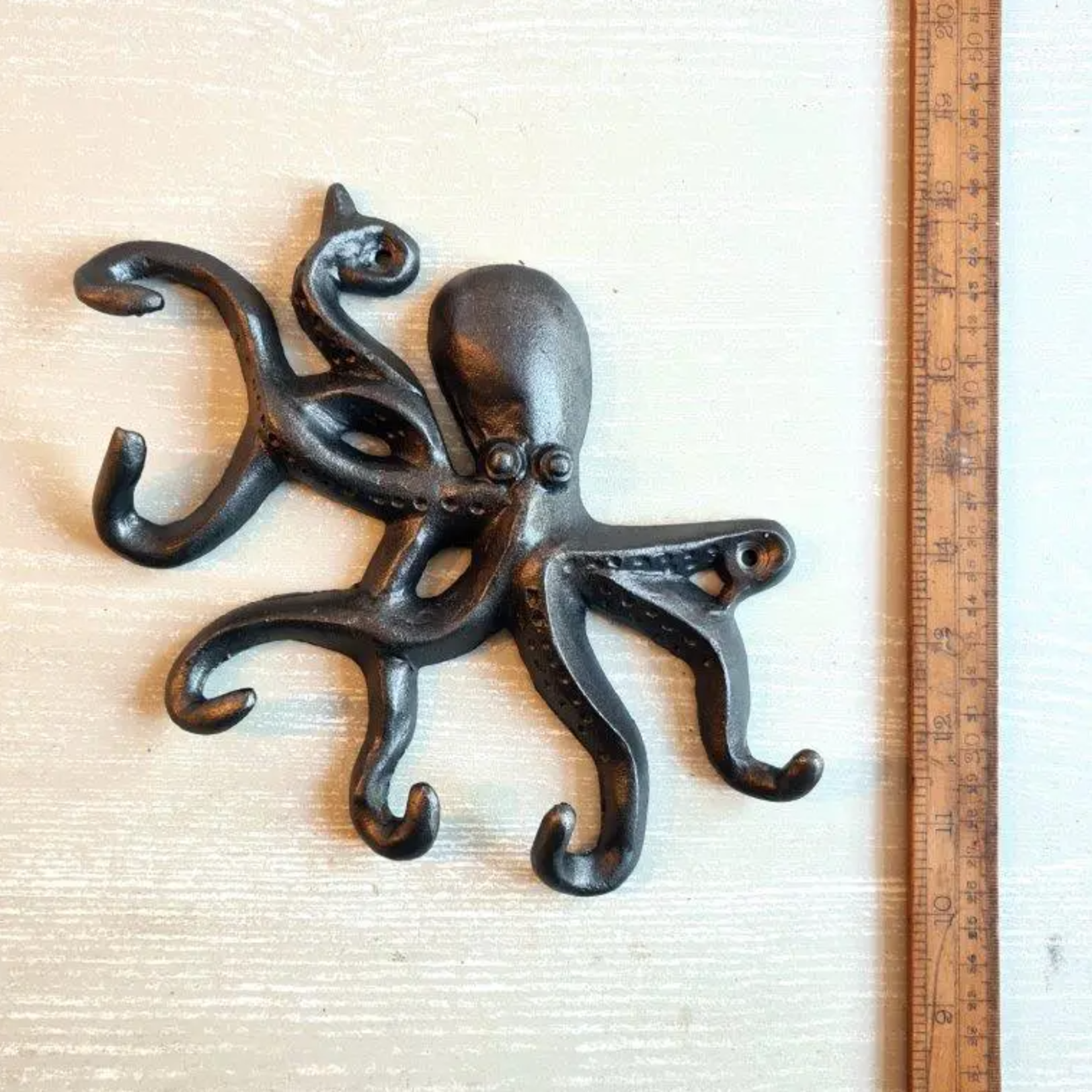 IRON RANGE Multi Hook OCTOPUS Large Cast Antique Iron 200mm Angled Head