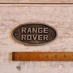 IRON RANGE Plaque Oval RANGE ROVER Cast Antique Iron 68 x 165mm