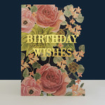 AllJoy Design Birthday Wishes Pink Floral Laser Cut Card