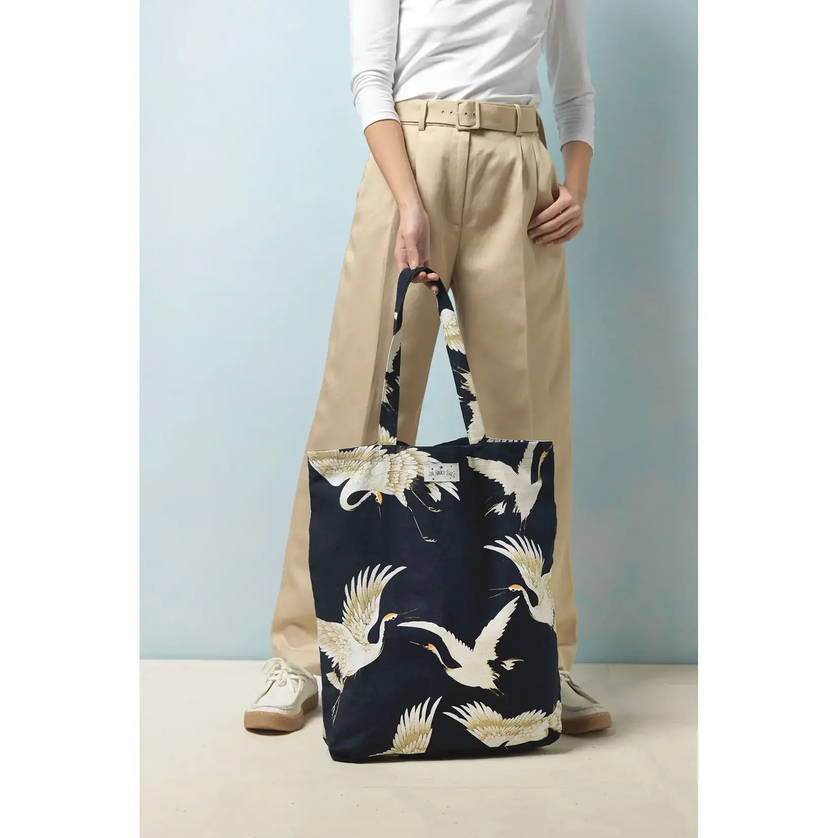 ONE HUNDRED STARS Stork Black Canvas Bag