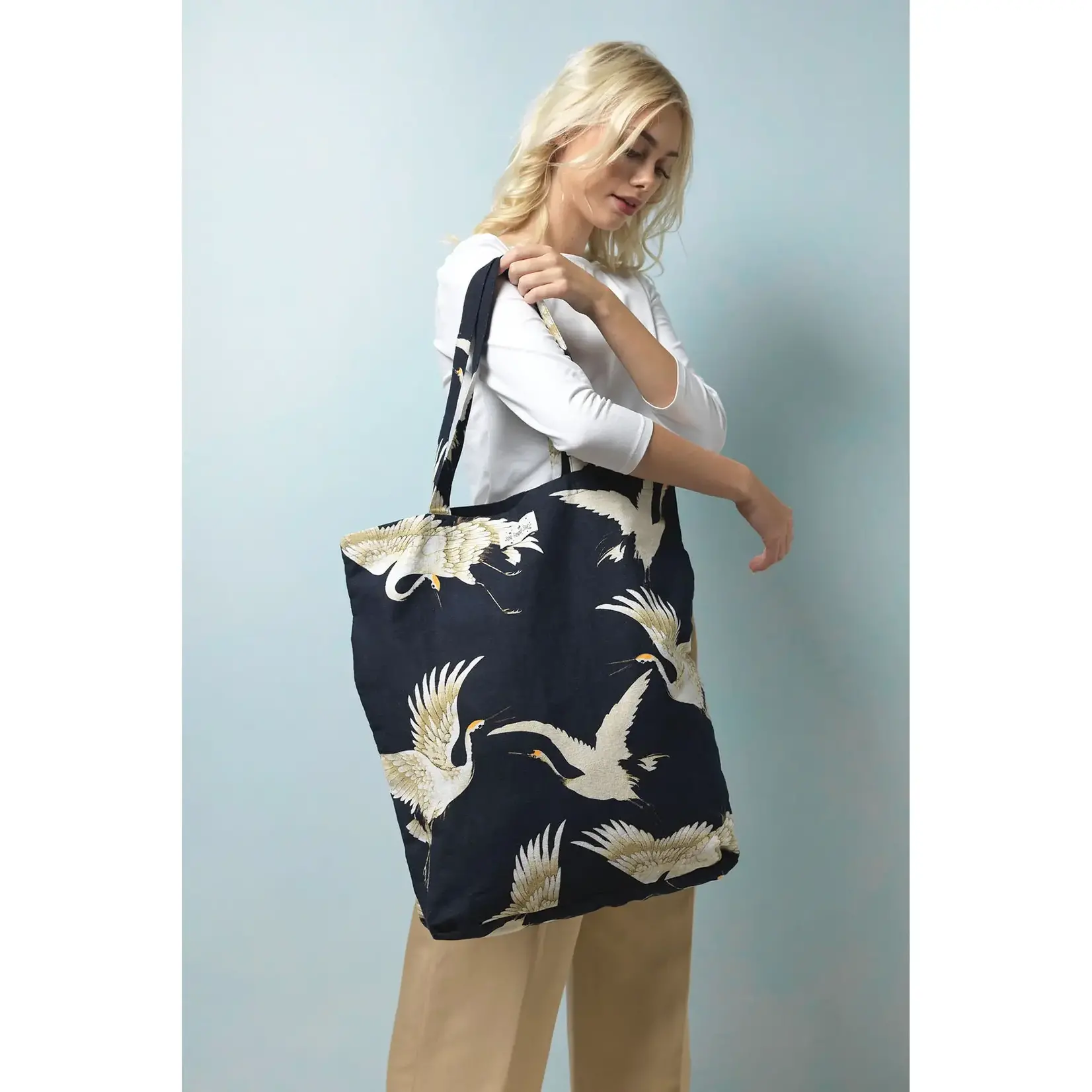 ONE HUNDRED STARS Stork Black Canvas Bag