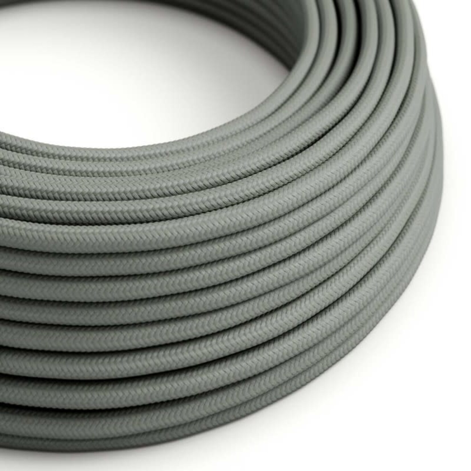 CCIT PER METRE Round Grey Electric Cable Flex covered by Rayon solid colour fabric